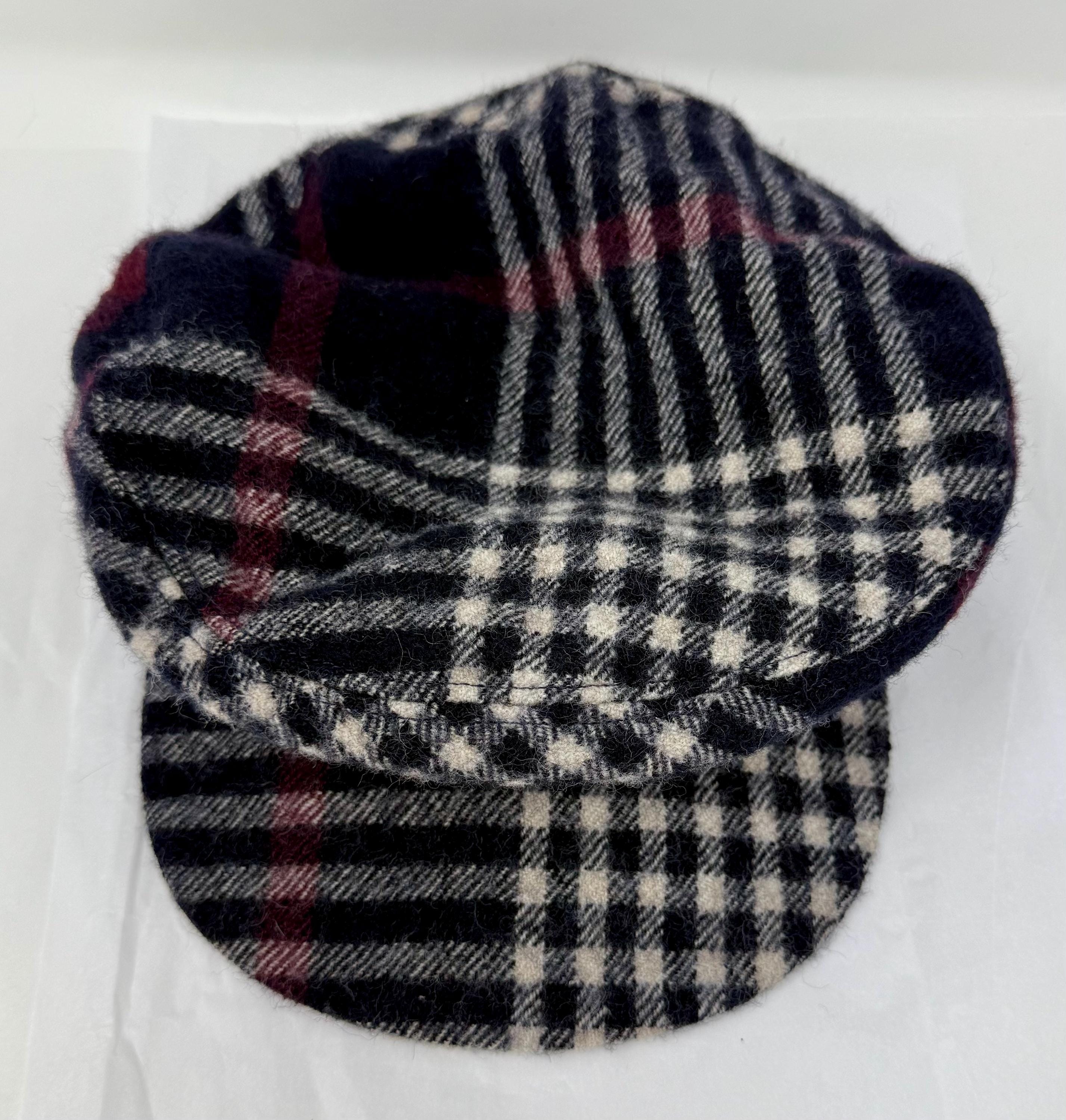 Isabel Marant Wool Plaid Cap • Designer Newsboy Style Hat 