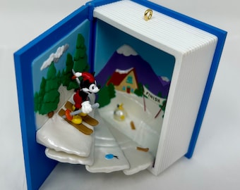 The Great Ski Challenge Mickey Mouse skiing ornament Disney Hallmark Keepsake book