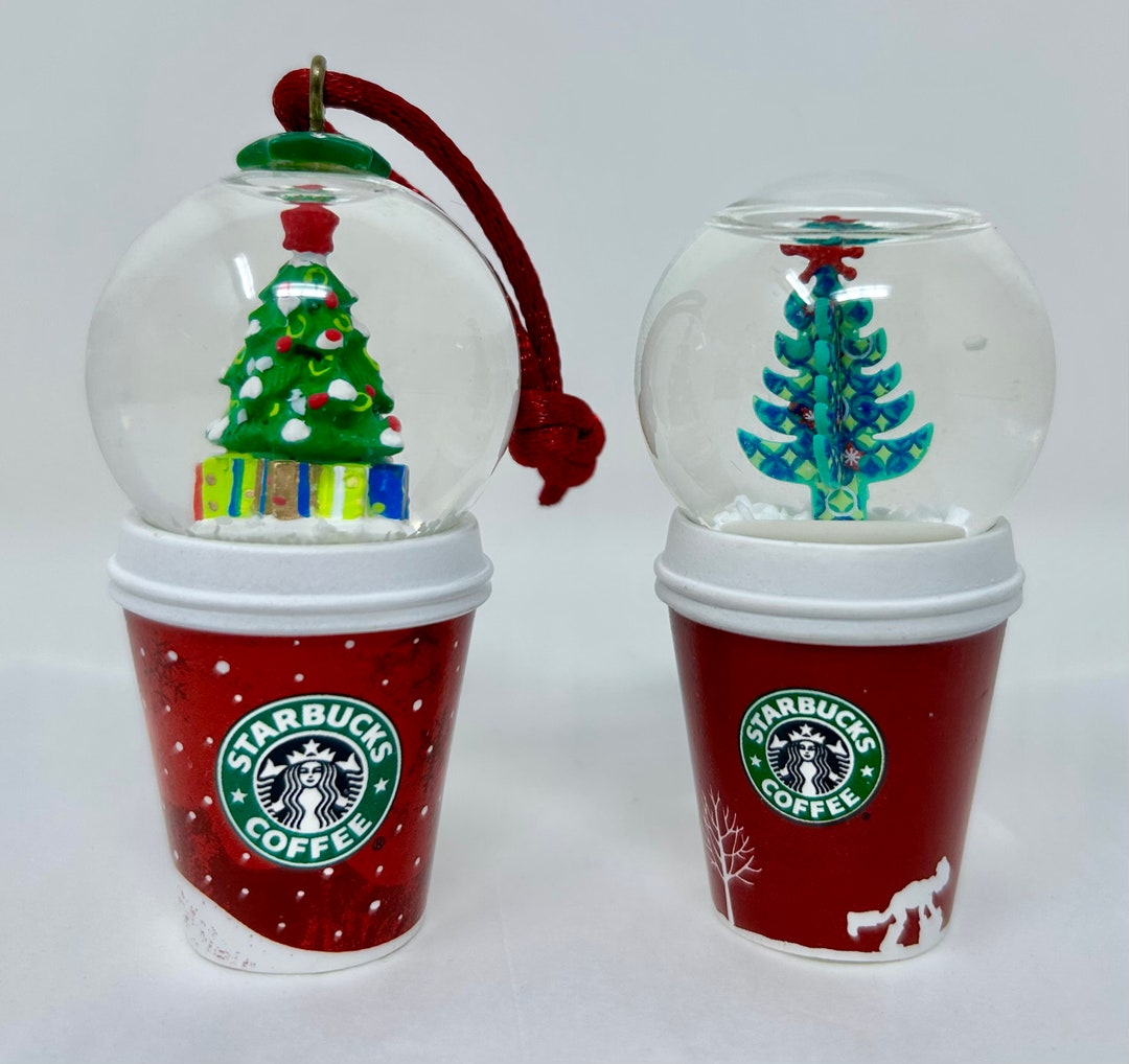Set of 2 Miniature Snow Globes Christmas Tree Starbucks Etsy