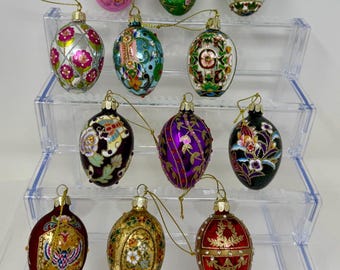 Joan Rivers Egg Ornament Set of 12 Enamel Rhinestone Faberge Style Christmas