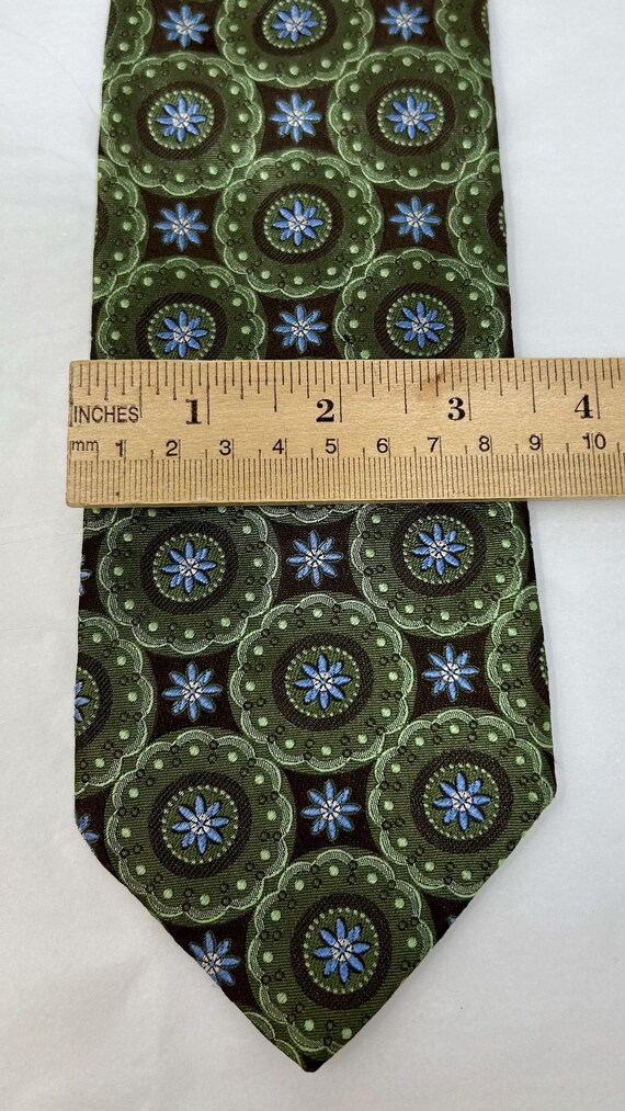 XMI Platinum tie necktie brocade green olive brown blue brocade View 3
