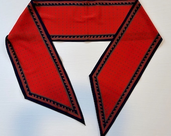 vintage Vera silk head hair neck 100% silk scarf red blue