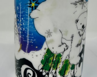 Starbucks Hokkaido Japan Exclusive mug coffee cup polar bear Christmas fit holiday Winter Scene Collector Coffee Cup