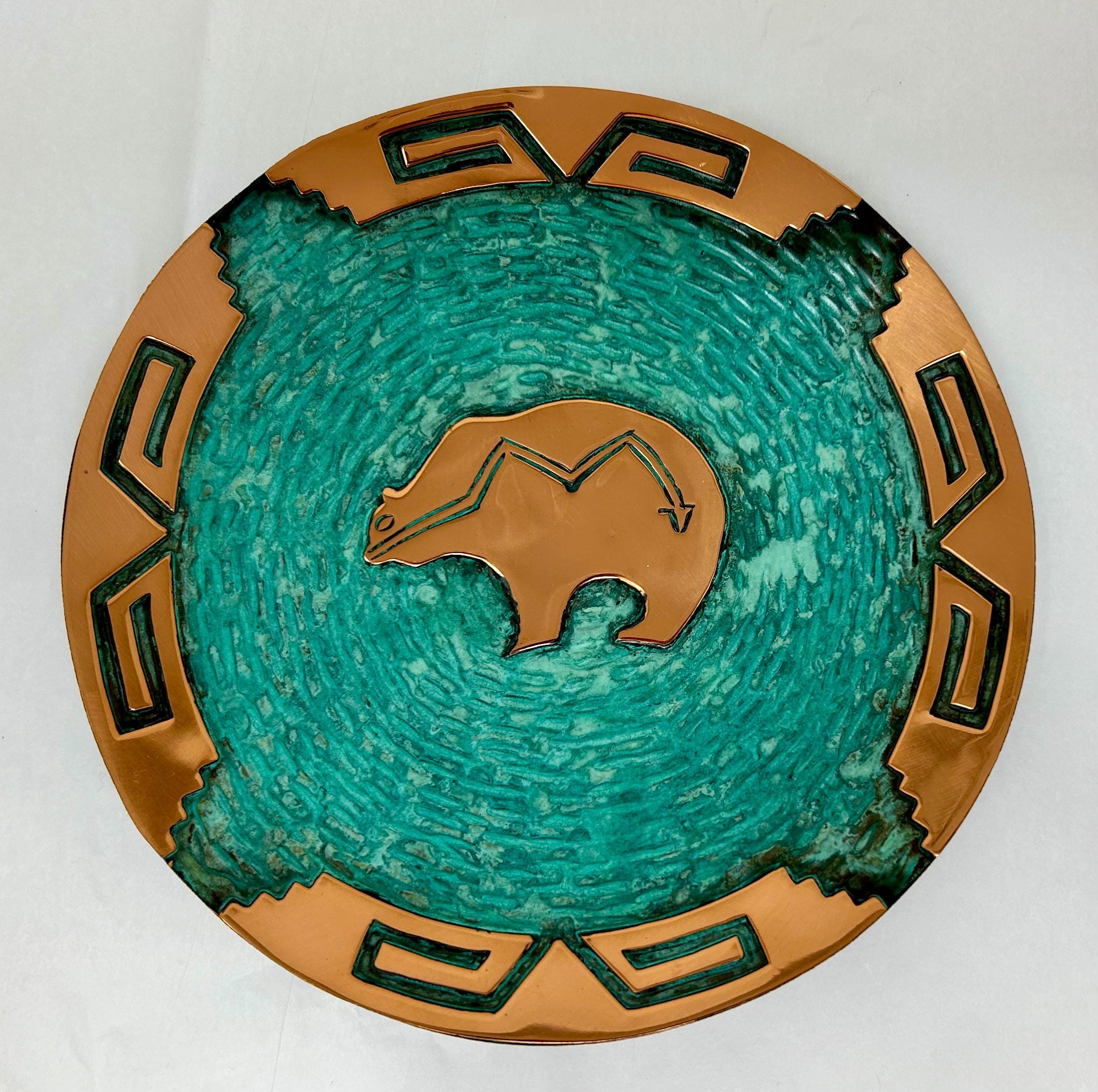 Vintage Southwestern Copper Plate – Native American Bear Medicine
