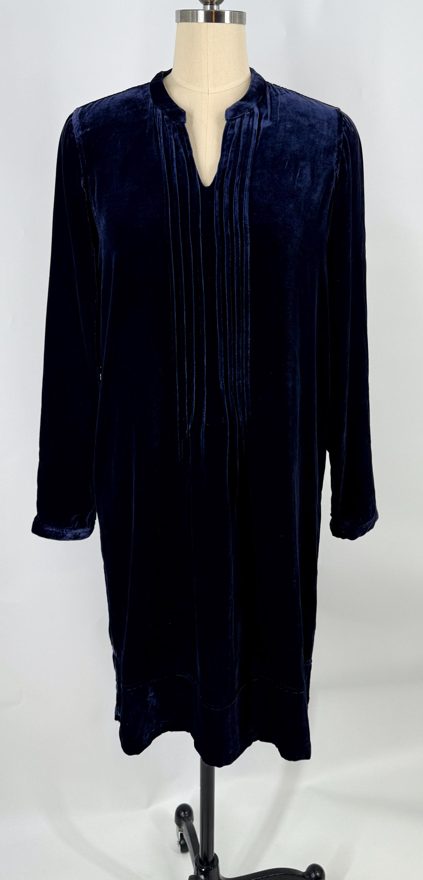 blue velvet tunic dress Elven Blue Velvet Bell Sleeve Dress S