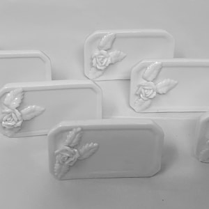 9 cartões de lugar vintage de porcelana branca rosa por Stafford nome mesa de jantar formal