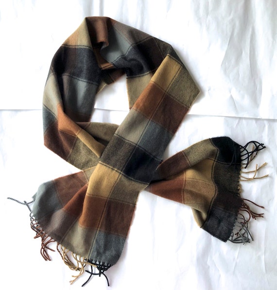 mint 100% cashmere Scotland scarf wrap plaid brown - image 2