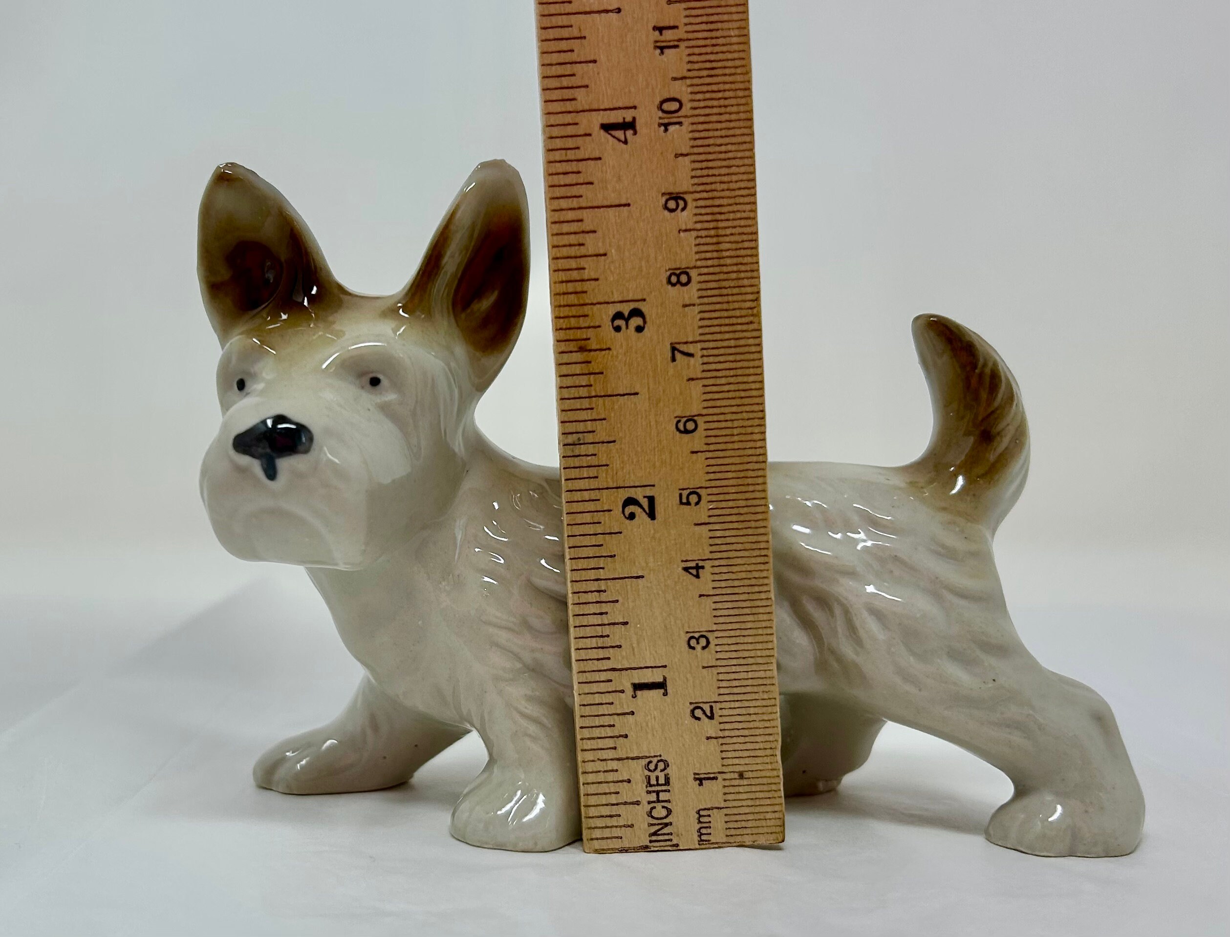 ヴィンテージ 陶器 スコッティ犬 置物 - 釉薬をかけた磁器製テリアの