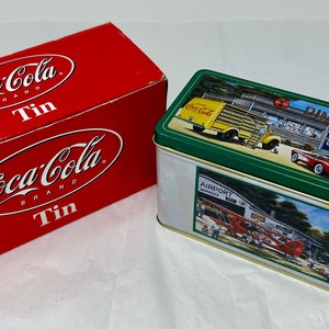 vintage Coca Cola tin 1991 gas station grocery store diner box metal airport