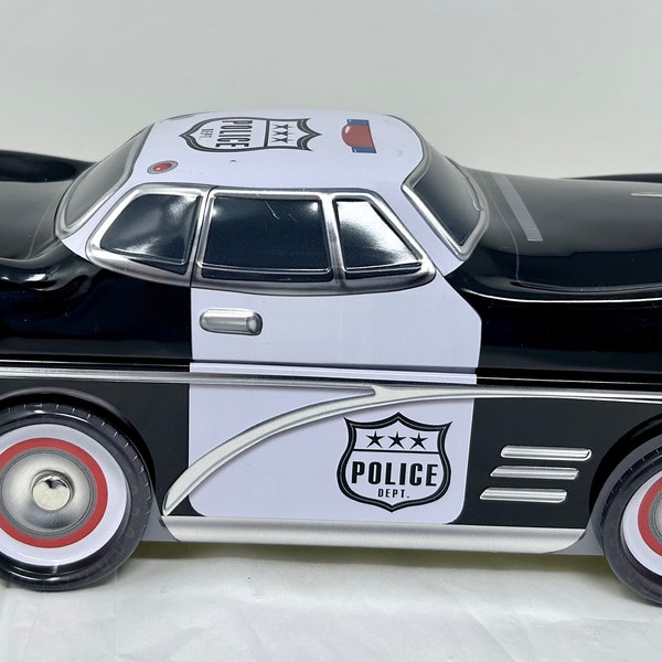 The Silver Crane Company police car tin box 23373/2744 metal toy car