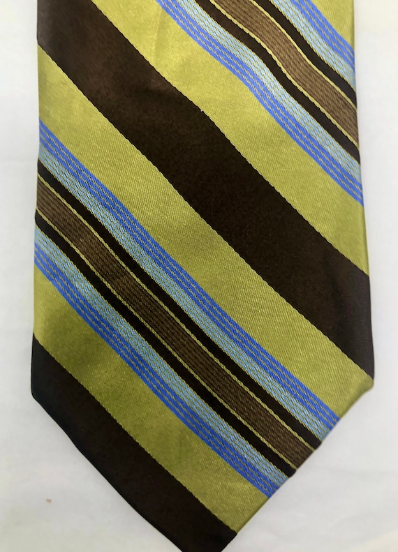 vintage Ted Baker London silk stripe tie brown ch… - image 1