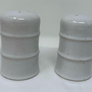 ceramic white salt pepper shakers vintage Japan mid-century stoneware