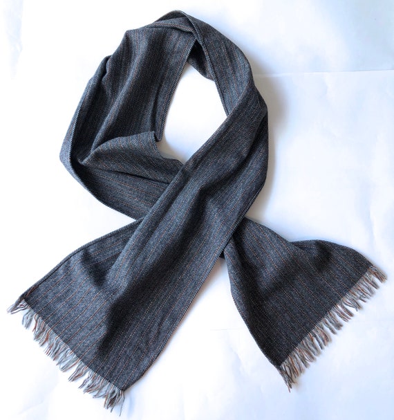 vintage woven wool scarf unisex Evan Picone recta… - image 1