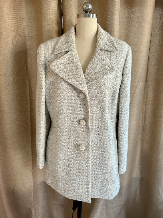 Nipon Boutique long blazer 16 boucle ivory silver 