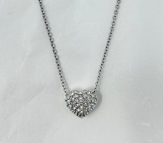 vintage Swarovski heart crystal necklace silver chain