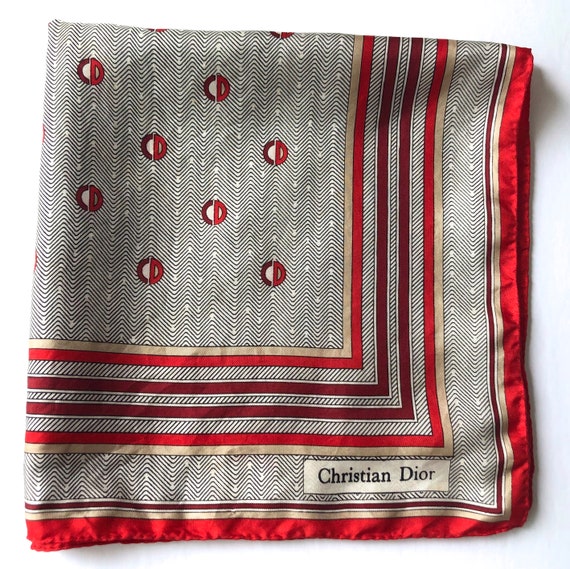 Vintage Christian Dior Silk Pocket Scarf Square Logo - Etsy
