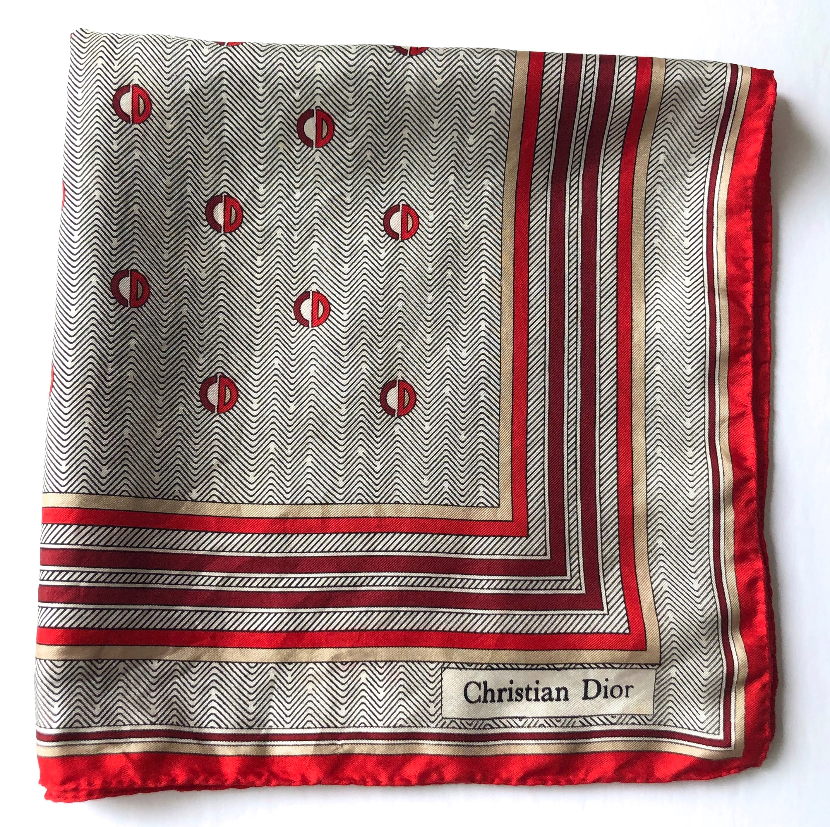 Vintage Christian Dior Silk Pocket Scarf Square Logo - Etsy