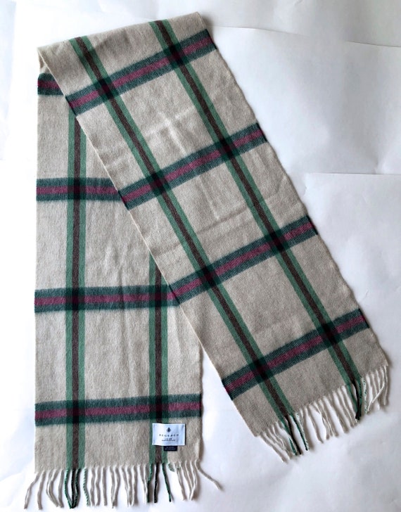 mint BEGG & CO lambswool angora plaid scarf unisex