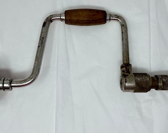 Taladro de tornillo vintage, manivela, herramienta de madera vintage