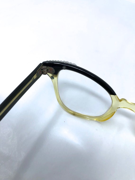 vintage 40's glasses eyeglasses cat eye yellow ce… - image 7