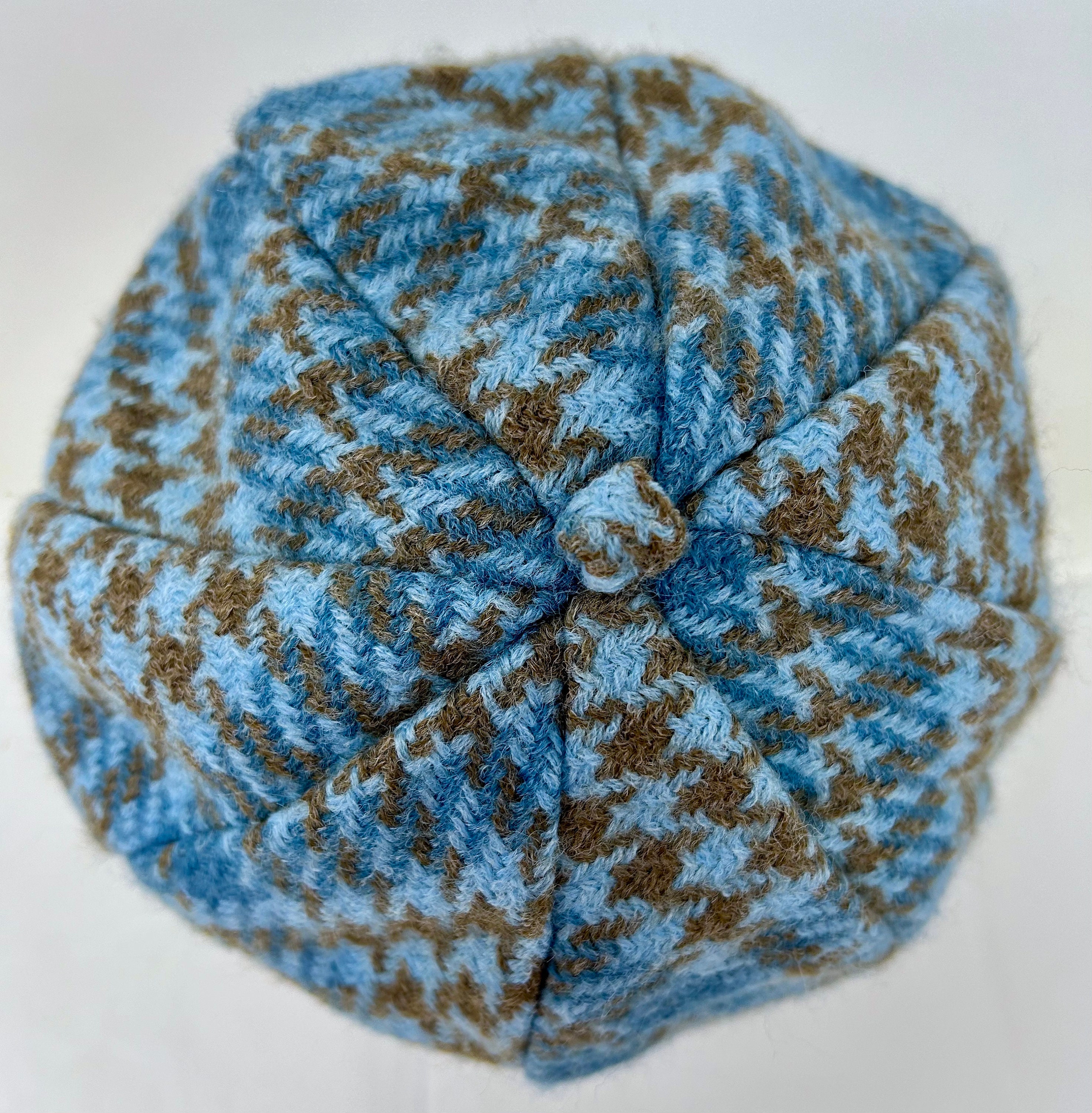 NWOT Vintage Stylish Blue and Brown Houndstooth Cap Harris Tweed Houndstooth Flat Cap by Stetson --> Shop Hats  main image 2
