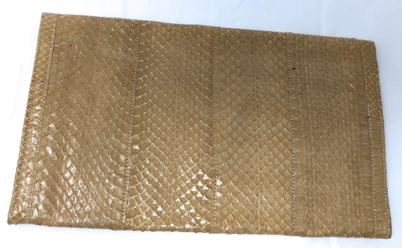 vintage Dano snakeskin tan clutch purse - image 5