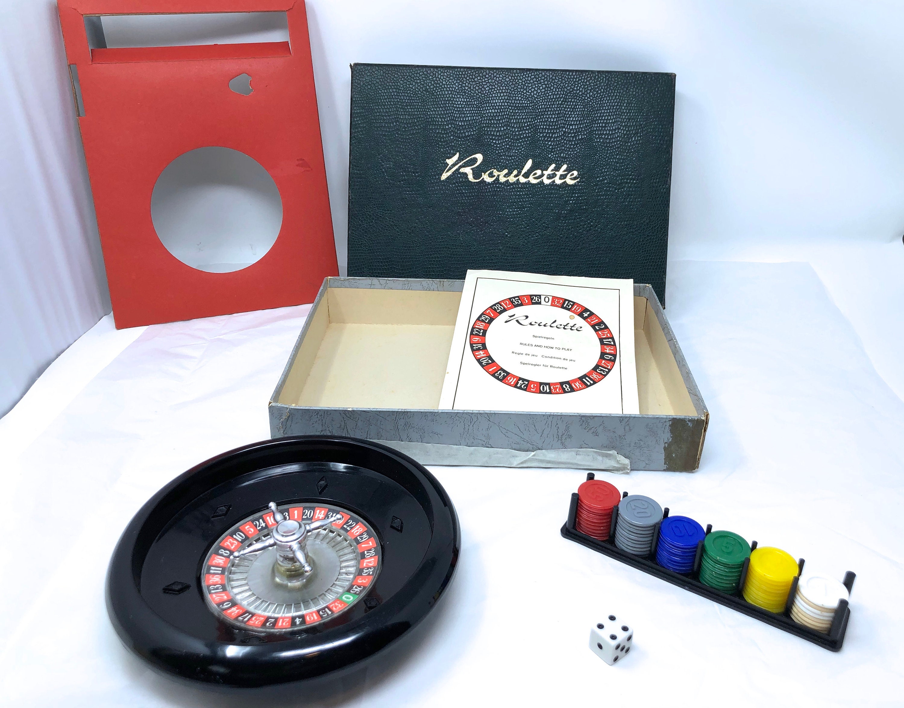 Vintage Roulette Wheel Spielregeln Game Set Gambling Spelmarker