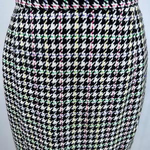 Vintage Braemar by Jeremy Scott Houndstooth Pencil Skirt Multicolor Stitching Size 10 Made in Canada