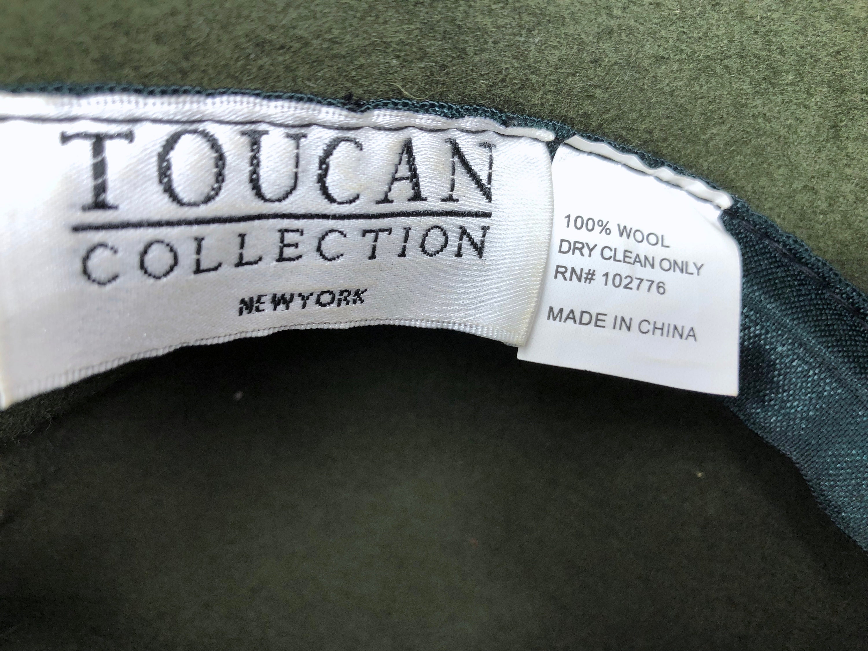 Toucan Collection New York Elegant Hat Olive Green Wool Flower Toucan Felt Hats for Women for sale | eBay main image 2
