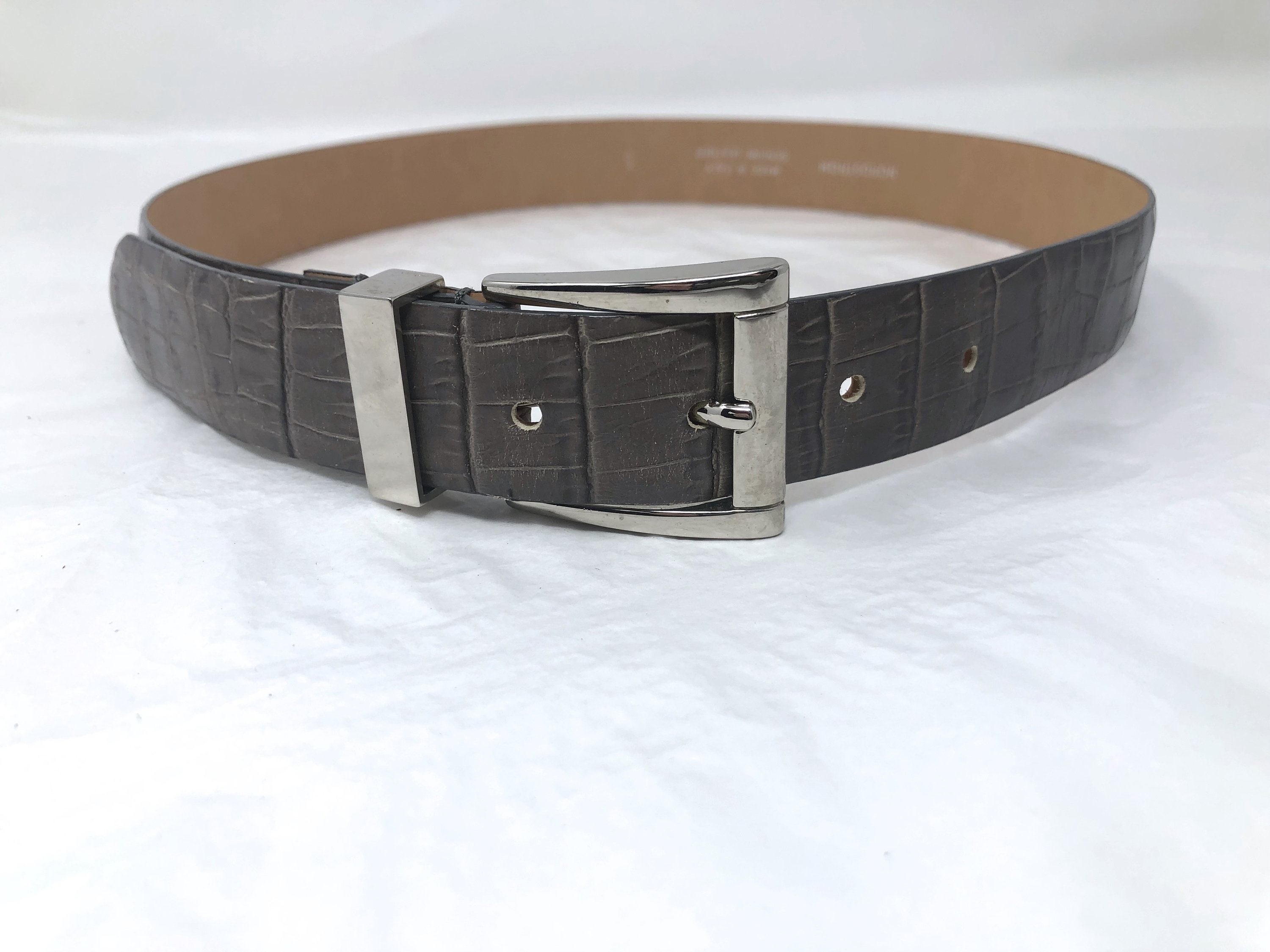 Mint Vintage Croc Belt Grey Silver Buckle Nordstrom S Leather - Etsy
