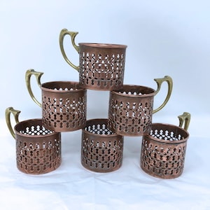 6 Manning Quality Bowman Brass Copper cup holder cut-outs espresso coffee espresso
