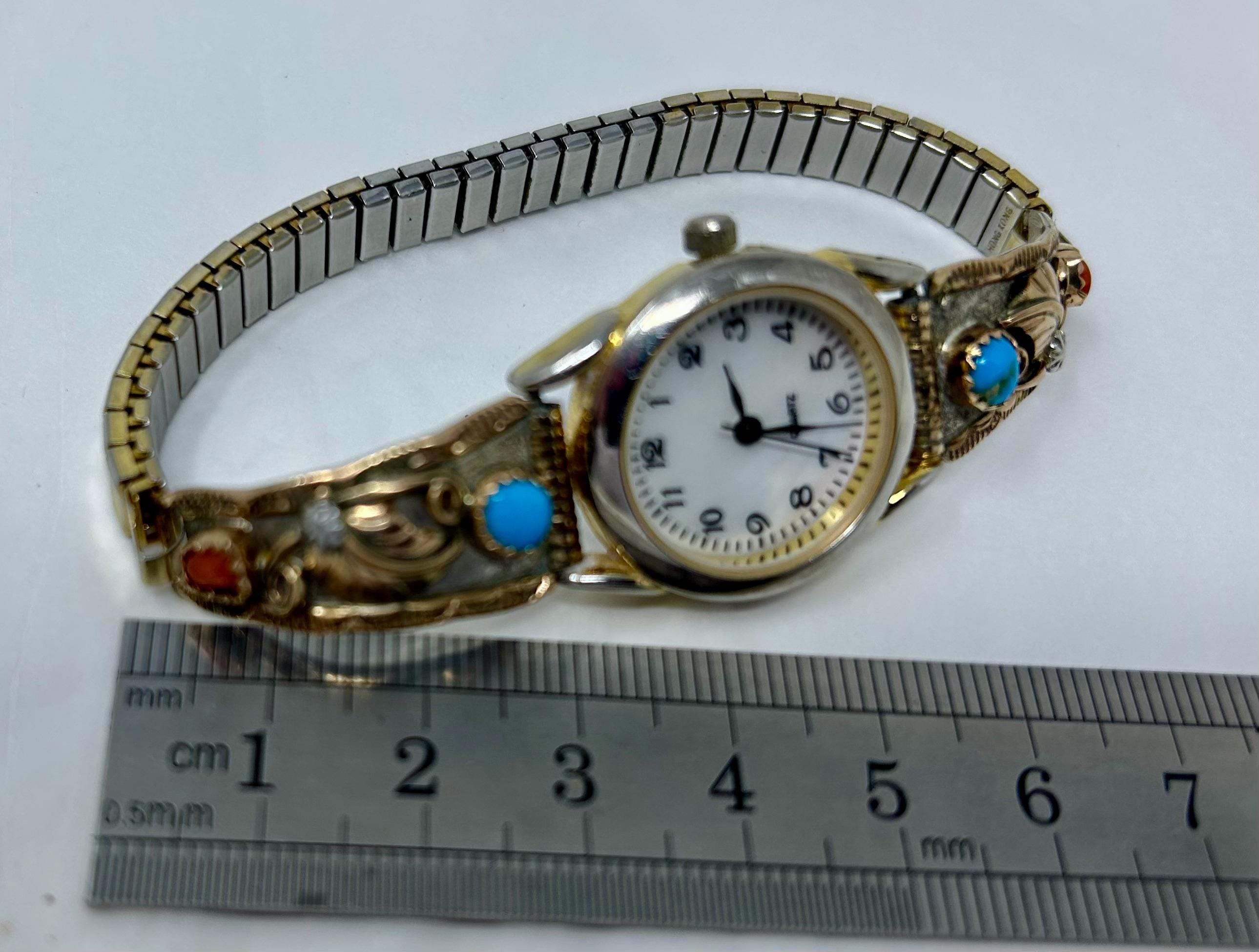 S Ray Navajo Signed Sterling Watch Tips Women Turquoise  display picture 2