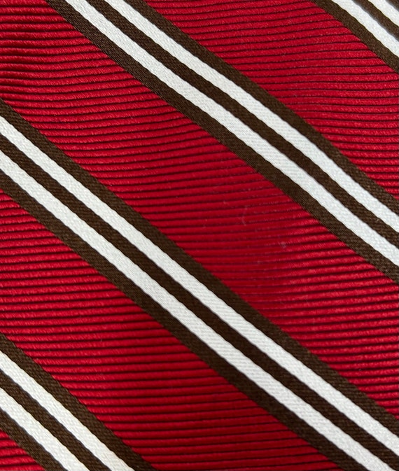 Brooks Brothers stripe tie silk red brown white cl