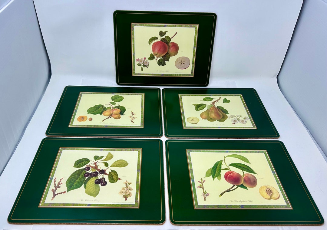 Set. of 5 Pimpernel Fruit Placemats Pine Green Boarder Etsy