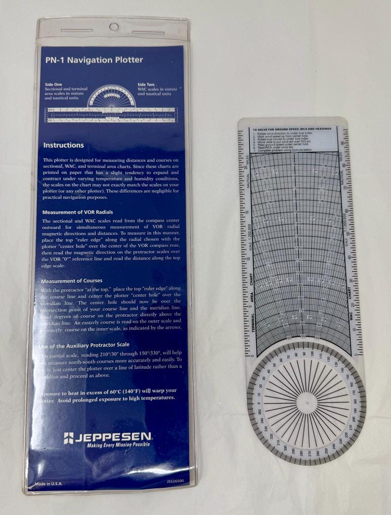 Training Plotter Jeppesen PN-1 Navigation Plotter With Cessna Flight Computer Pilot ...
