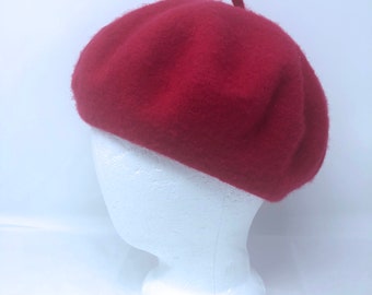 Doeskin red wool beret made is USA Vintage Red Pussy Willow USA Made Doeskin Wool Felt Ladies  main image 4