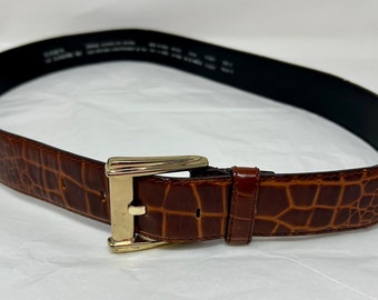 Vintage Liz Claiborne Croc Brown Tan Belt 35.5 display picture 2