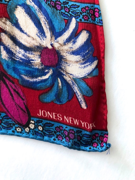 vintage Jones New York rectangle silk scarf flora… - image 6