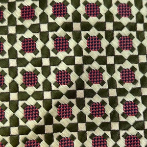 Bronzini tie necktie green pink silk brocade olive