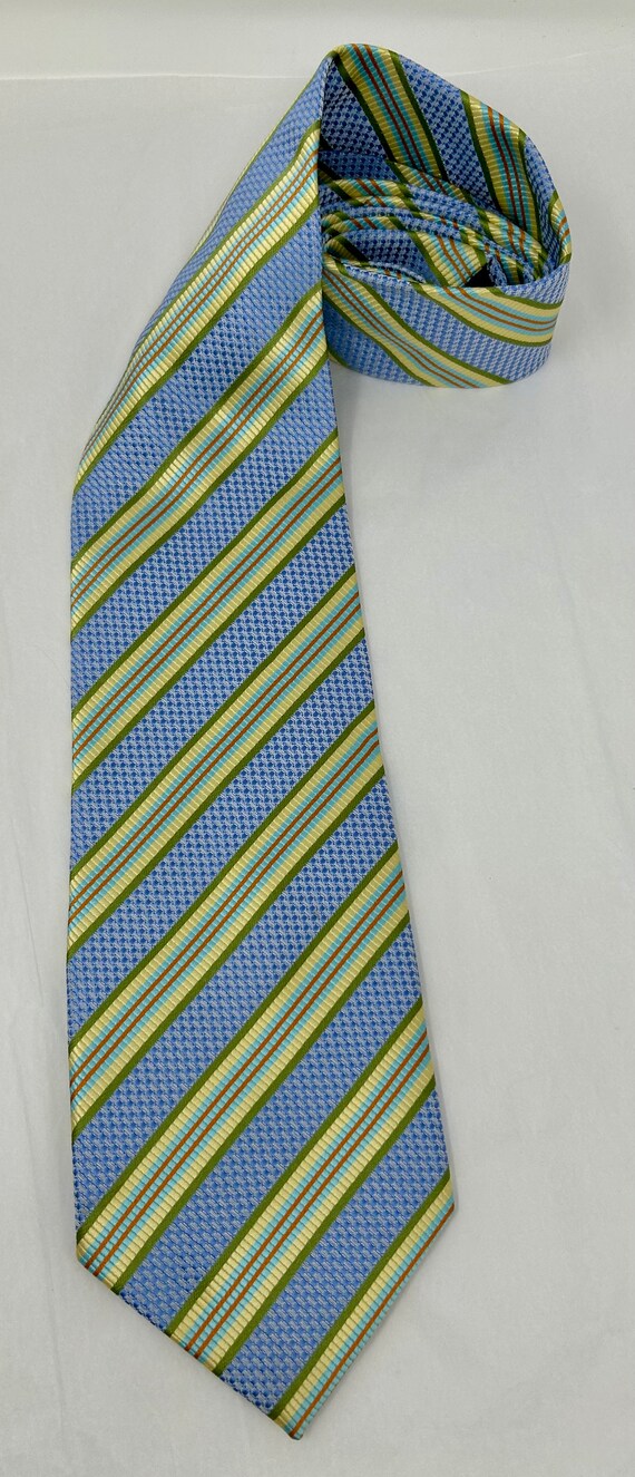 Dolce Gabbana wide tie necktie light blue yellow … - image 8