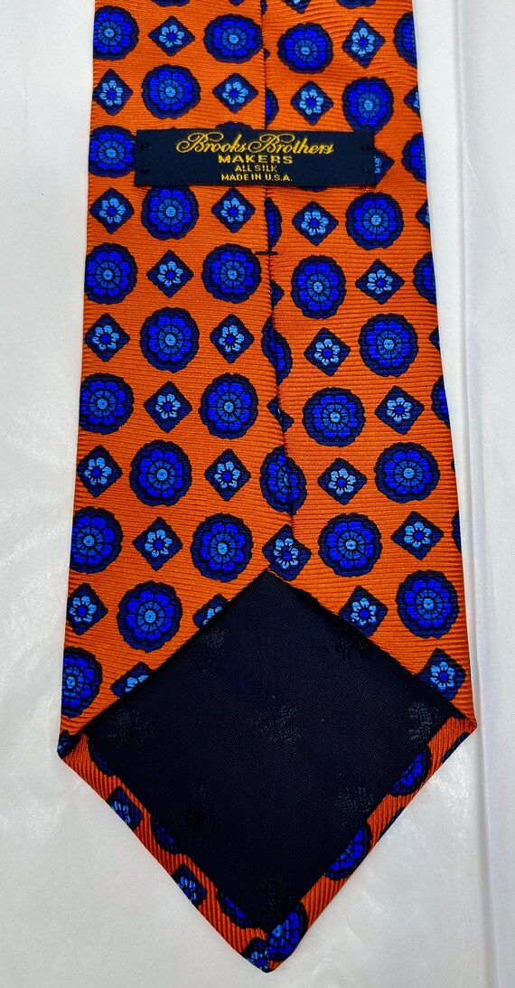 Brooks Brother silk tie orange blue necktie - image 5