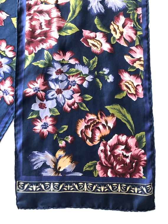 Basha silk scarf navy floral