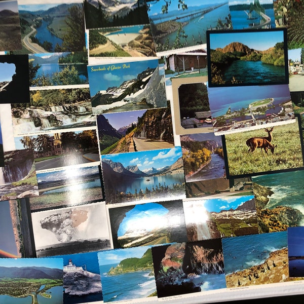46 vintage Montana Idaho Oregon postcards tourist Glacier National Park