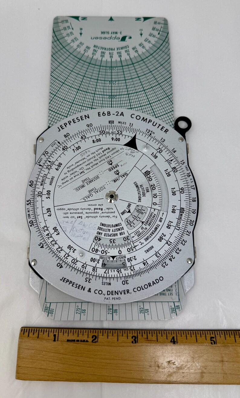 Vintage Jeppesen E6B-2A Flight Computer Aviation Navigation Slide Rule ...