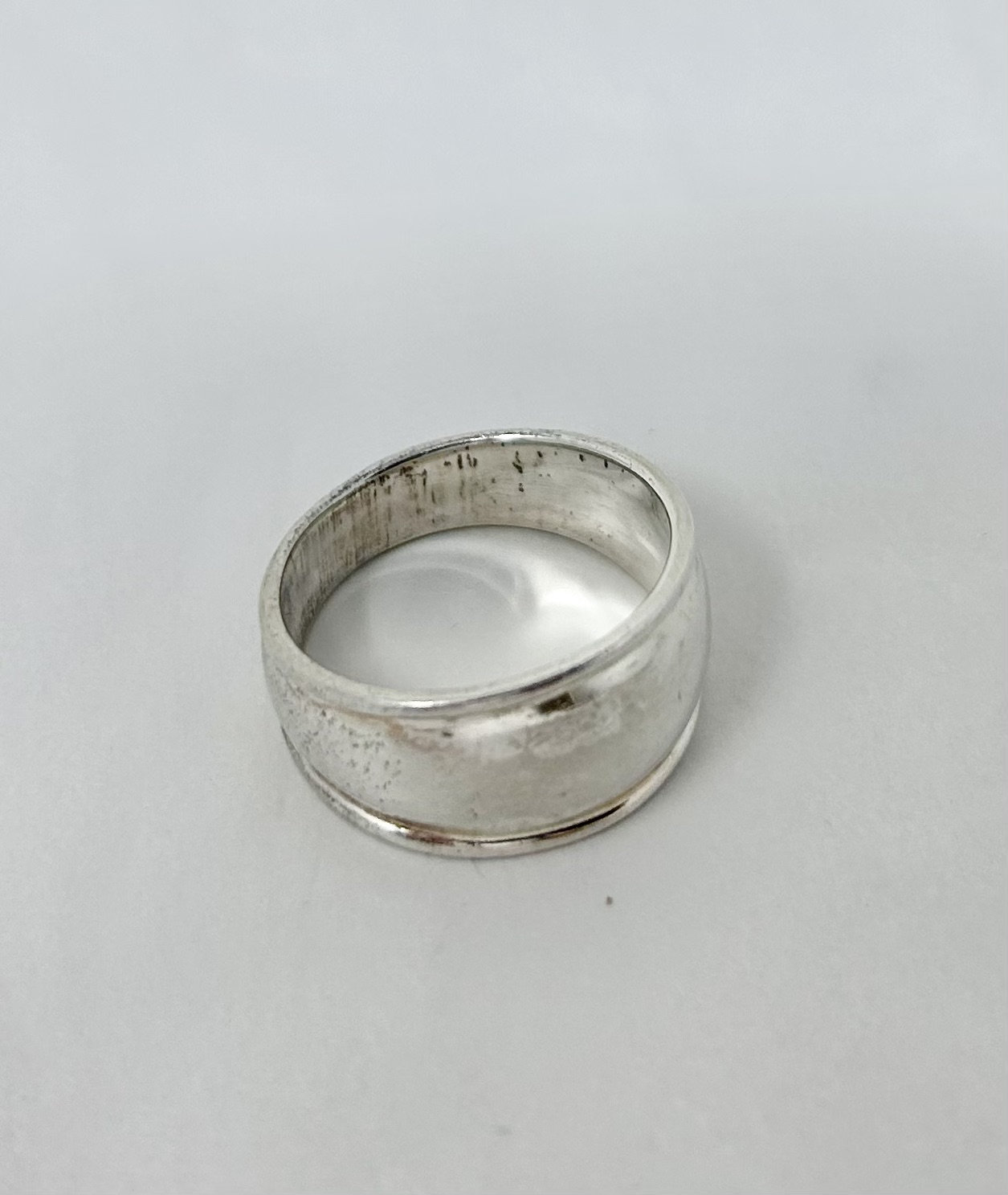 Sterling Silver 925 Wide Ring Size 8 Modern Band Wide Lipped