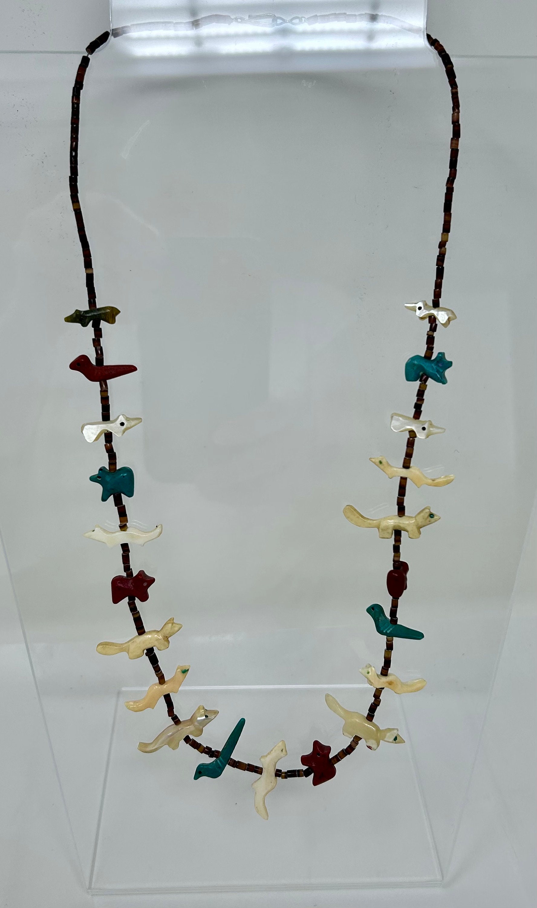 Vintage Navajo Native American Fetish Charm Necklace Carved