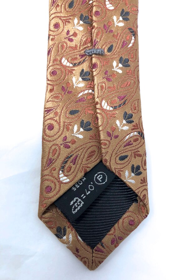 Ermenegildo Zegna 100% silk tie brocade bronze gold necktie View 5