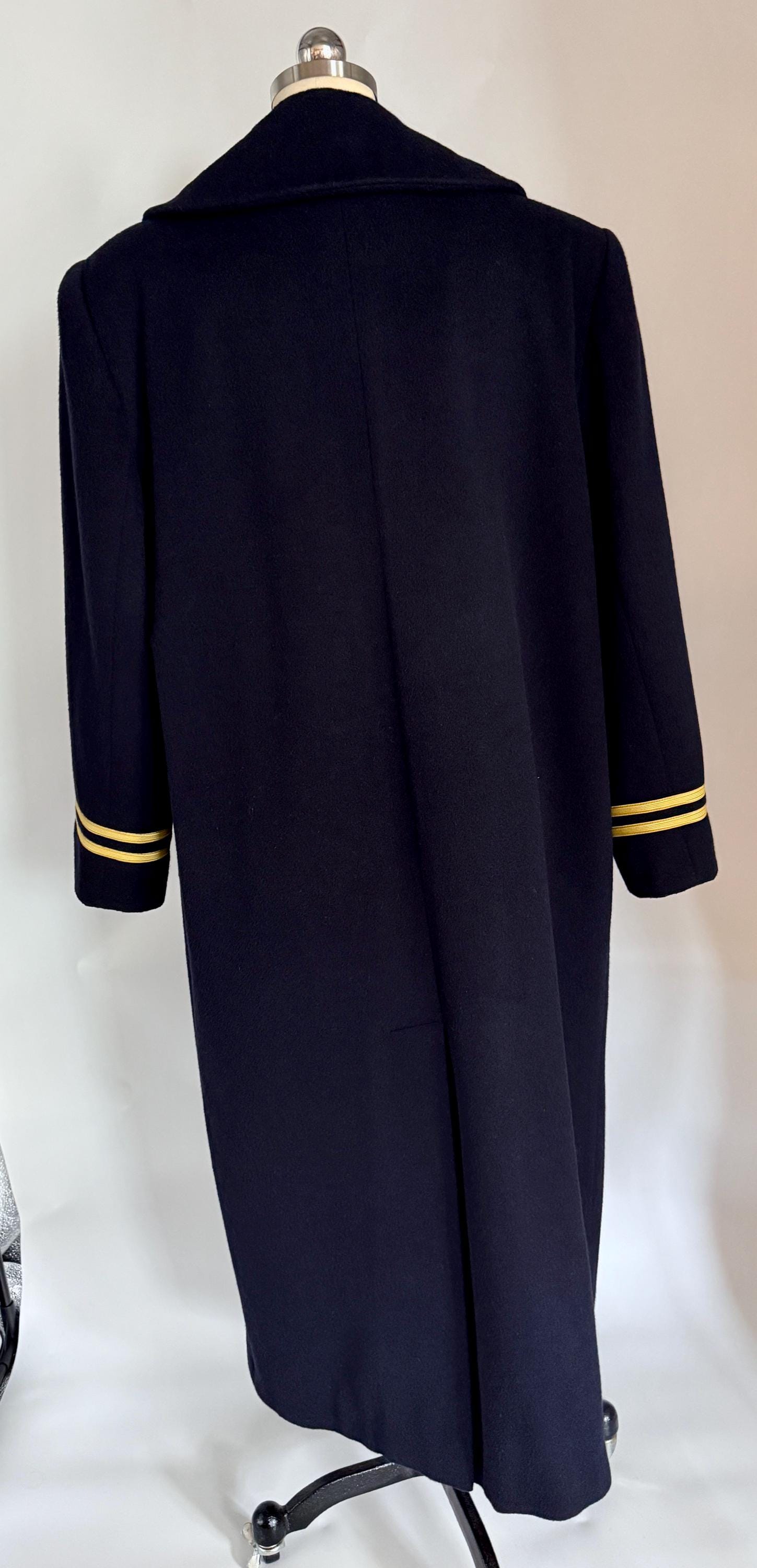 Vintage Christian Dior Navy Wool Coat – Double Breasted Gold