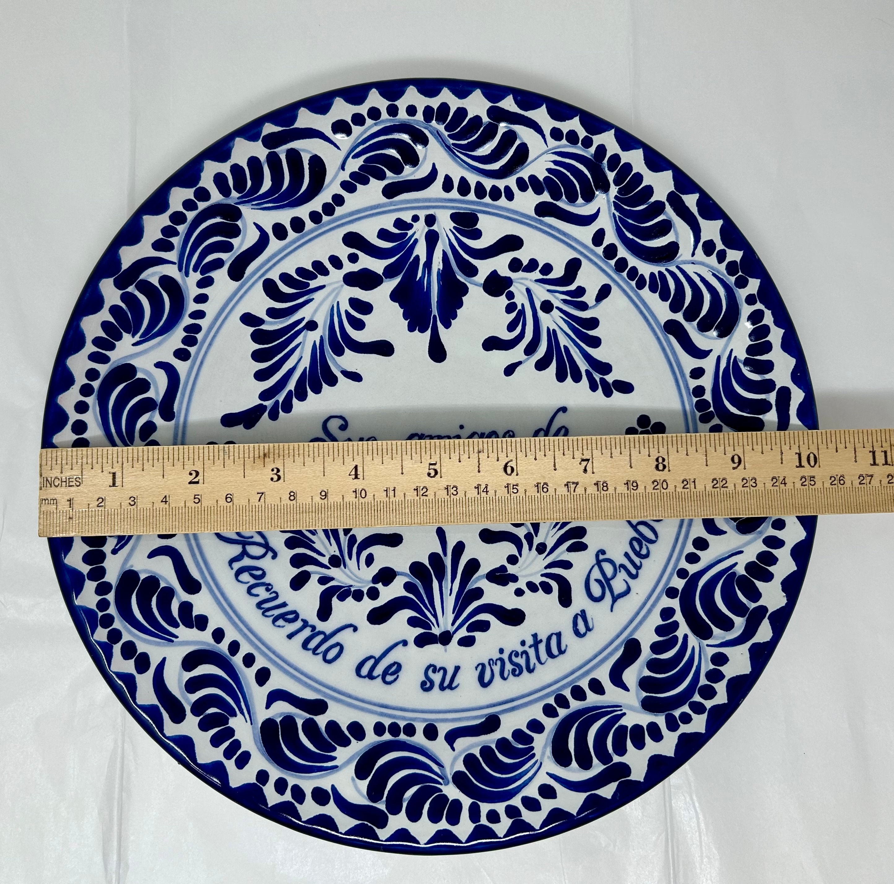 Talavera Ansar Puebla Mexico Plate Ceramic Blue White Sus Amigos