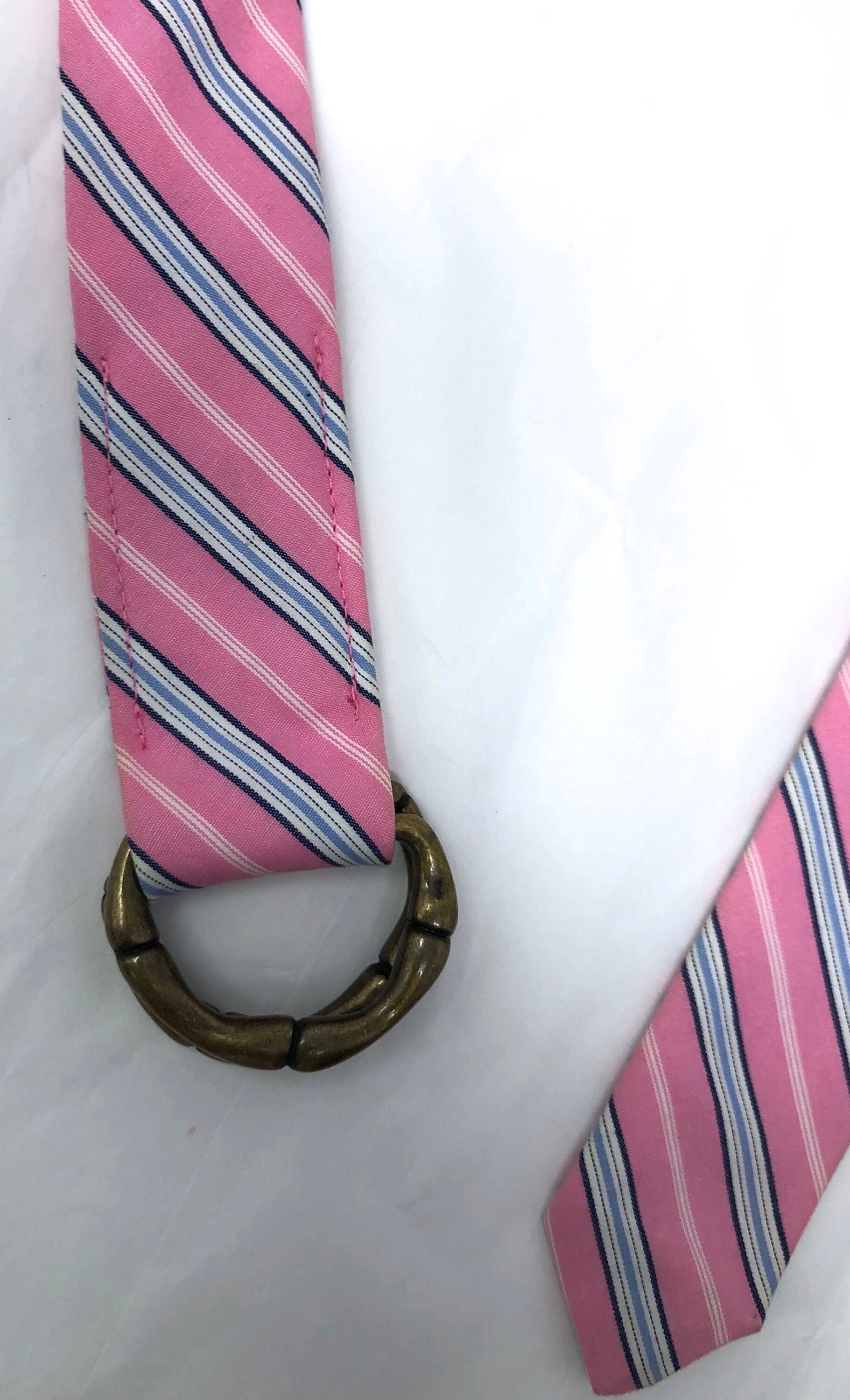 Vintage J.crew Ribbon Belt – Pink & Blue Striped Cotton D  display picture 2